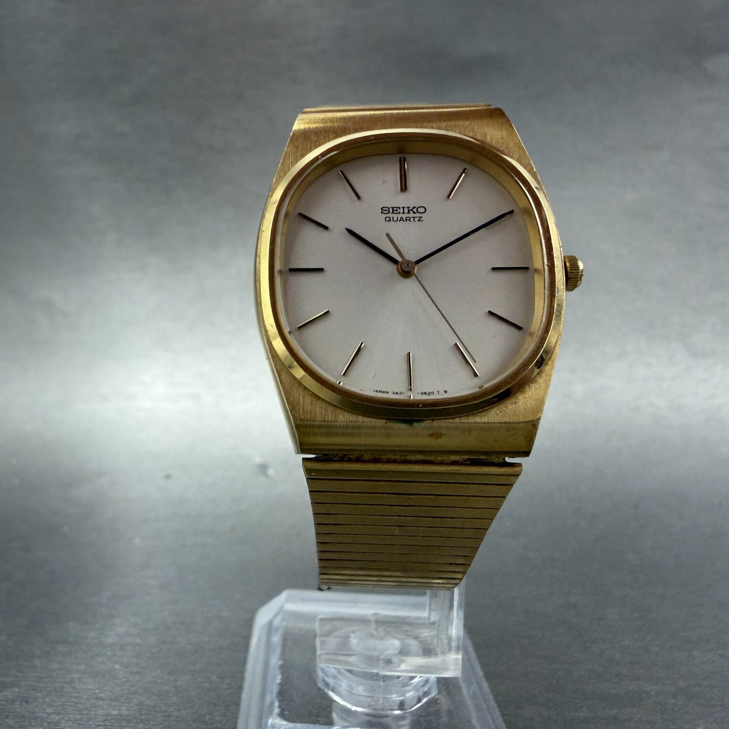 Seiko Watch Unisex 30mm Silver Dial Gold Tone Oval 3421-5269 New Battery Vintage5