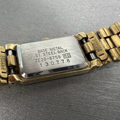 Seiko Tank Watch Women 13mm Blue Dial Gold Tone Rectangle 2E206759 New Battery9