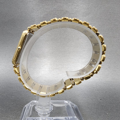 Seiko Tank Watch Men 23mm Champagne Dial Gold Tone Rectangle 73205889 New Batt6