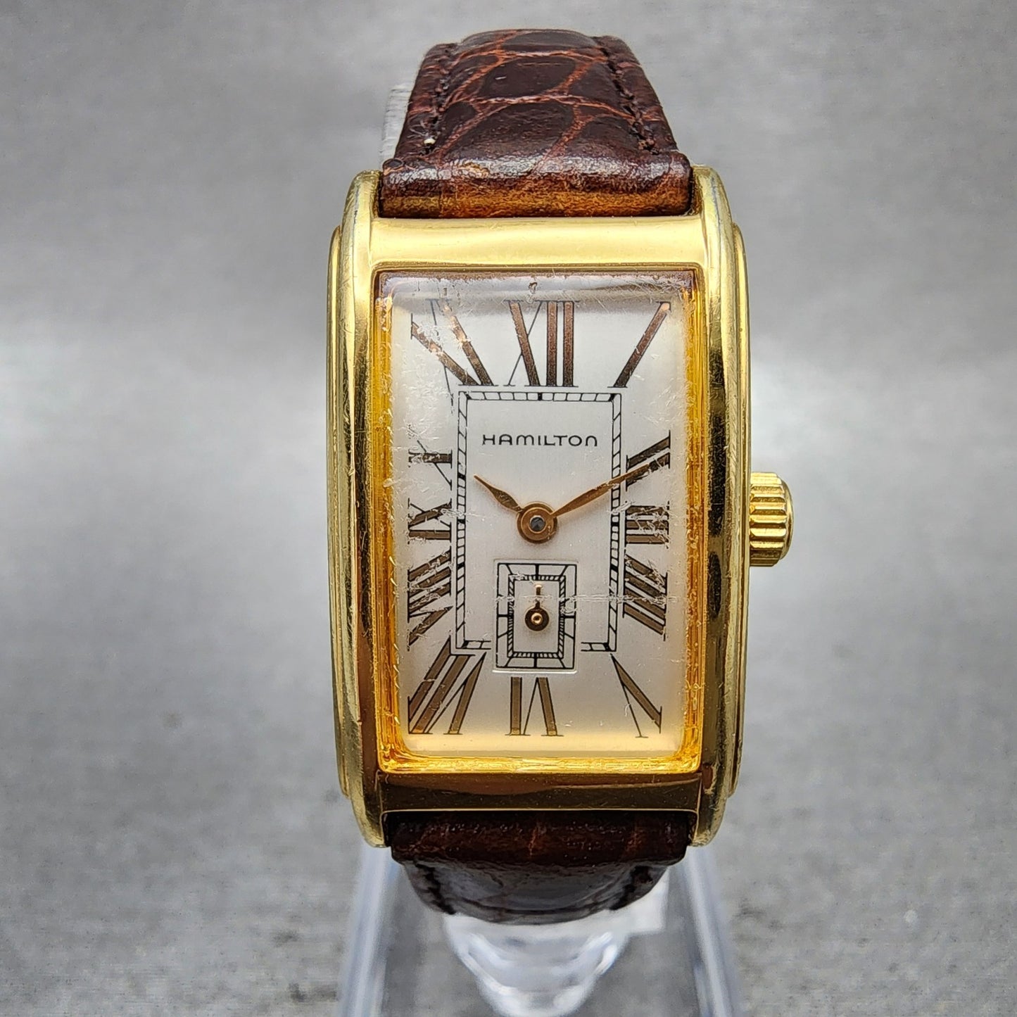 Hamilton Ardmore Reissue Watch Women 19mm Silver Dial Gold Tone 6266 New Battery0