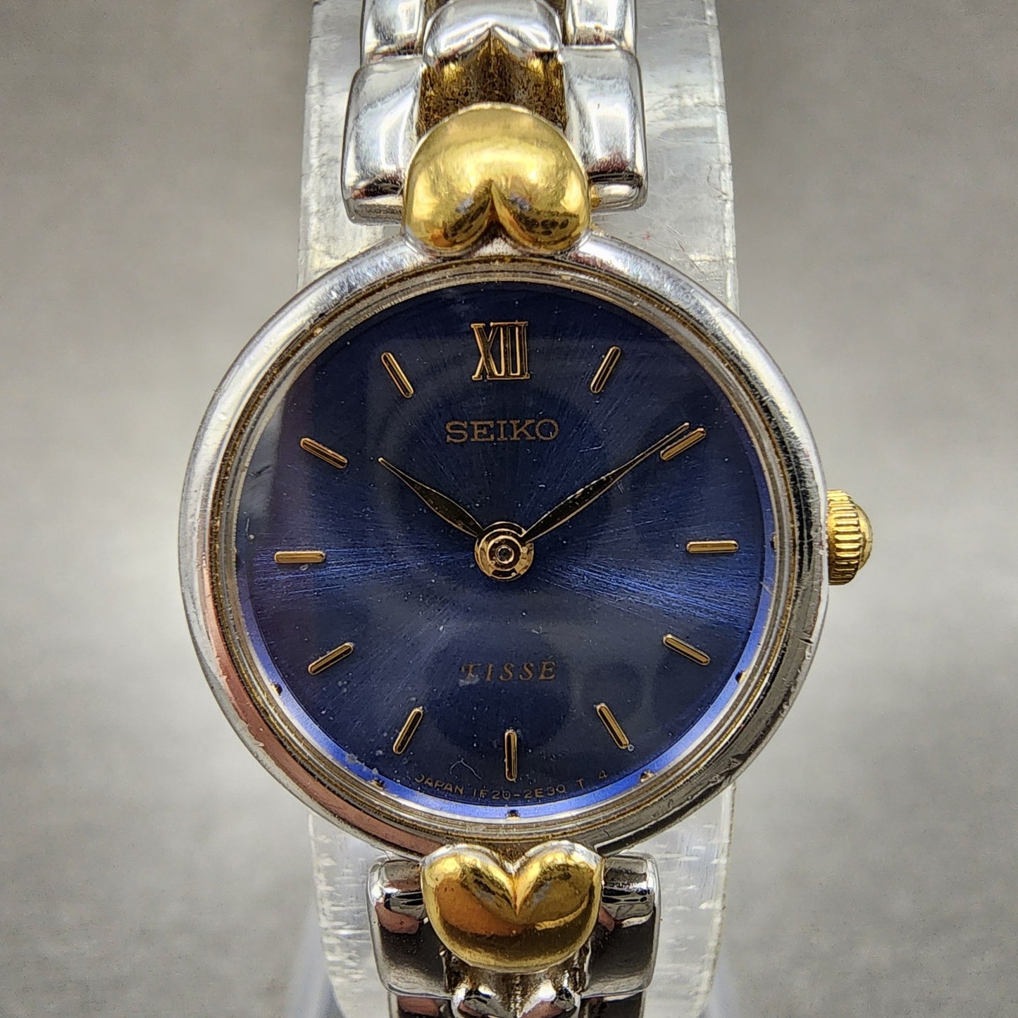 Seiko Tisse Watch Women 19mm Blue Dial Two Tone Hearts 1f200k50 New Battery1