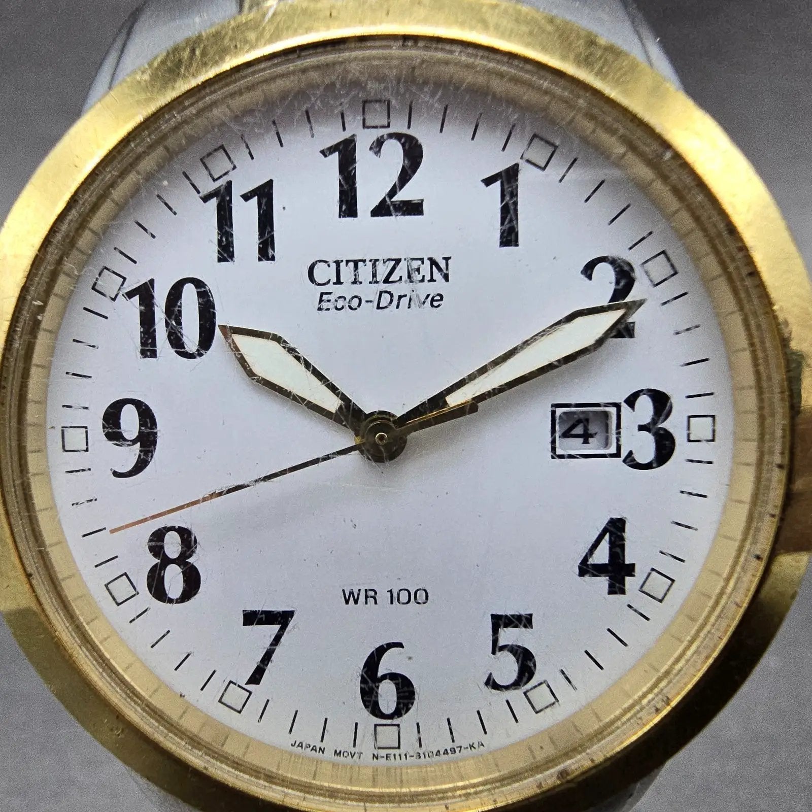 Citizen Eco-0Drive Watch Men 40mm White Dial Two Tone Date E111-S070023 Runs1