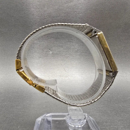 Seiko Tank Watch Men 24mm Gold Dial Gold Tone Date Rectangle 2A32-5019 PARTS8