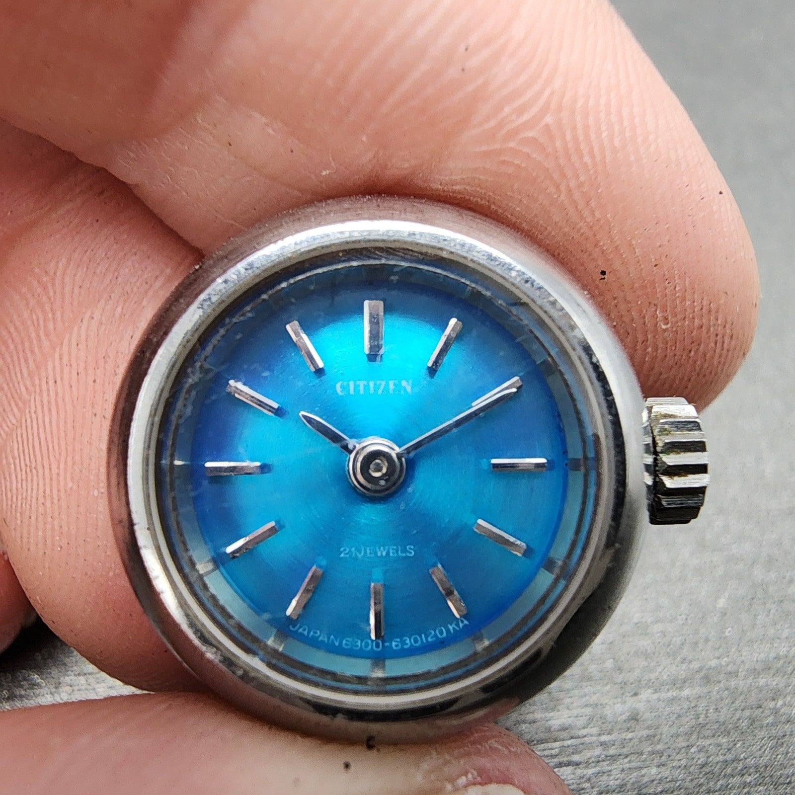 Citizen Ring Watch Women 18mm Blue Dial Silver Tone Round READ!!!!!! Manual Runs0
