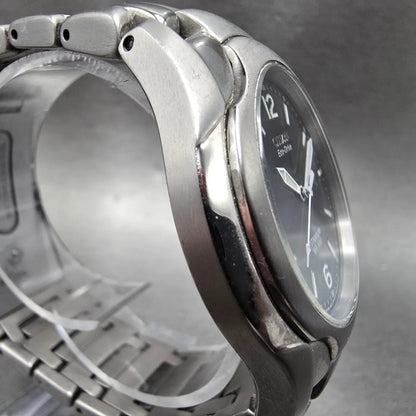 Citizen Eco-Drive Watch Men 41mm Black Dial Titanium Date E111-K006368 Runs JP433