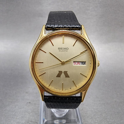 Seiko Watch Men 34mm Champagne Dial Gold Tone Daydate Round New Battery A1230