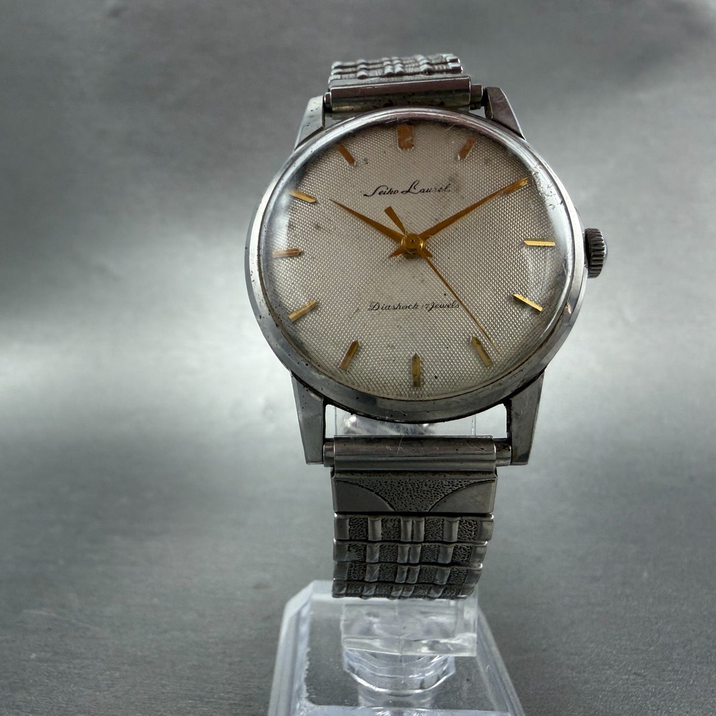 Seiko Lauer Watch Men 35mm Silver Dial Silver Tone Round Manual J14014 PARTS VTG6