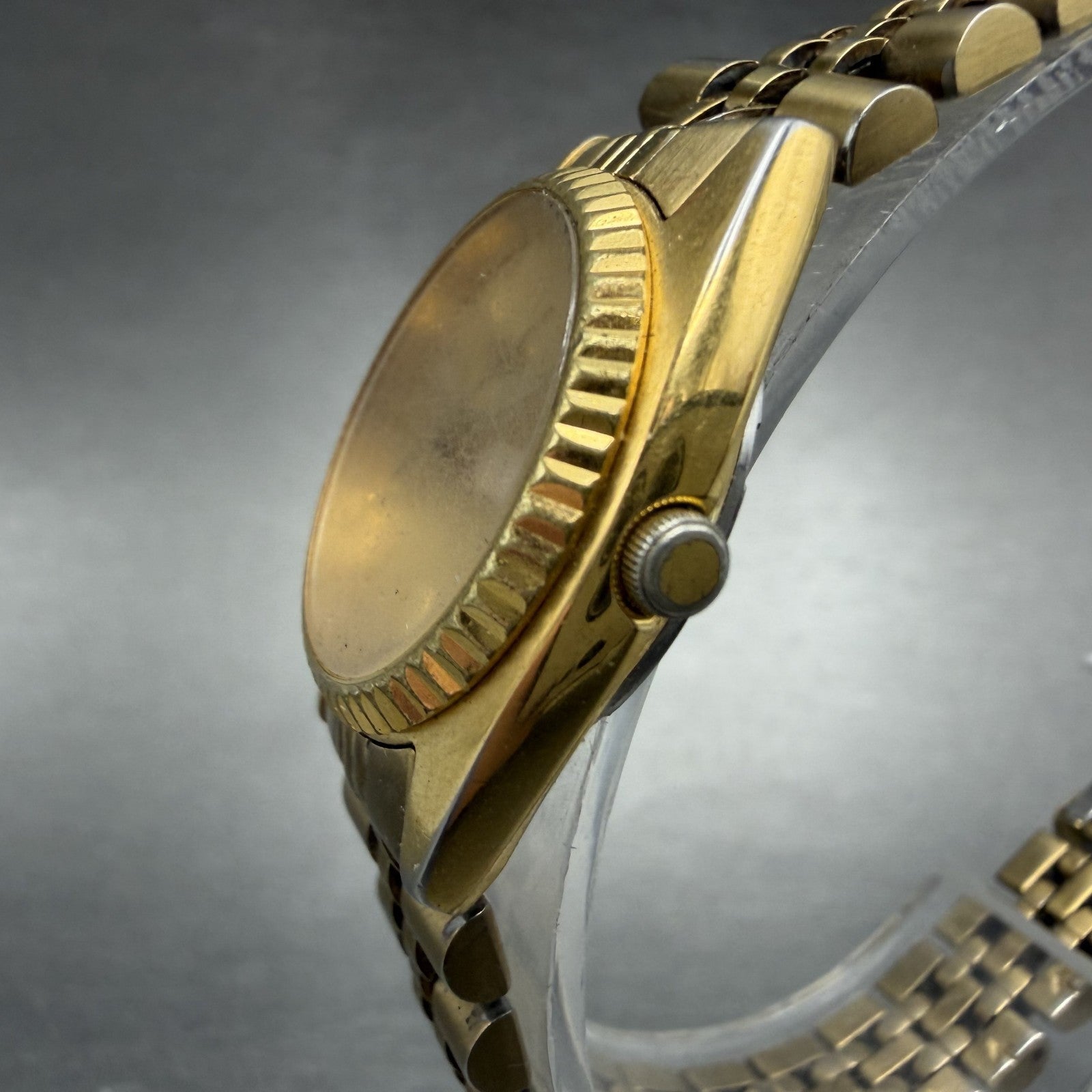 Seiko Watch Women 25mm Gold Dial Gold Tone Daydate Round 7N83-0041 New Battery7H2