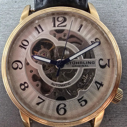 Stührling Automatic Skeleton Watch Men 44mm White Dial Rose Gold ST-90050 PARTS2