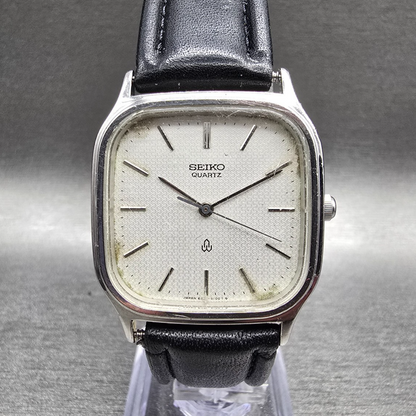 Seiko Tank Watch Men 30mm Silver Dial Silver Rectangle 6431-5050 New Battery0