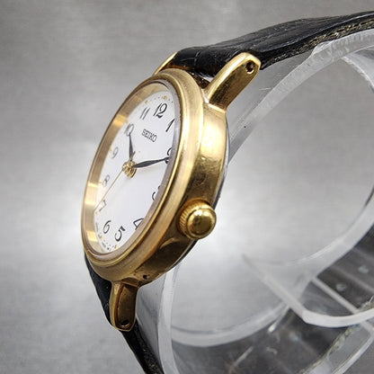 Seiko Watch Women 23mm White Dial Gold Tone Round 1n010ba New Battery2