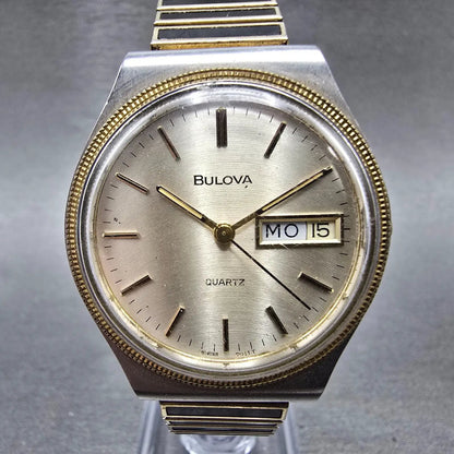 Bulova Watch Men 34mm Champagne Dial Two Tone Daydate 7011 PARTS Vintage0