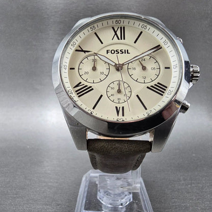 Fossil Chronograph Watch Women 40mm Cream Dial Silver Tone BQ3084 New Battery5