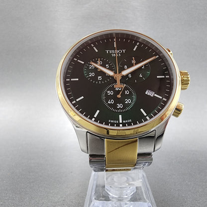 Tissot Chrono XL Classic Watch Men 45mm Green Dial Two Tone Date Round Swiss5