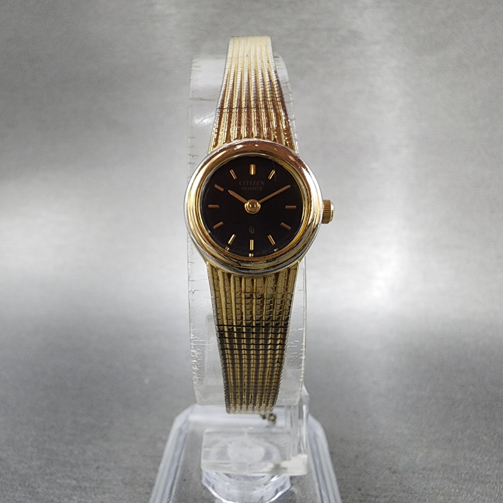 Citizen CQ Watch Women 17mm Black Dial Gold Tone Round 3220324234 New Battery3