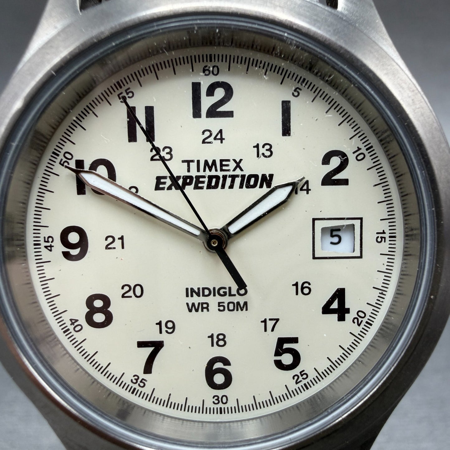 Timex Expedition Metal Field Watch Men 37mm White Dial Silver Tone Date NewBat U1