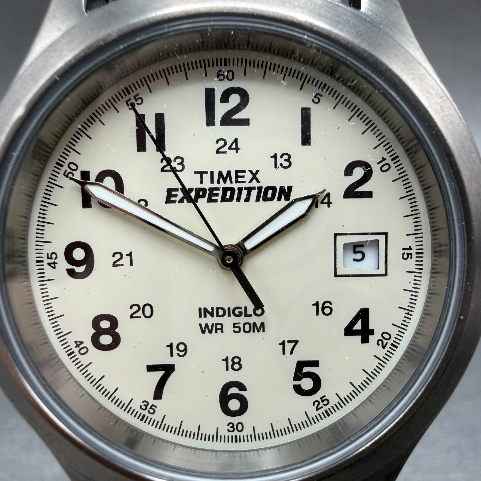 Timex Expedition Metal Field Watch Men 37mm White Dial Silver Tone Date NewBat U1