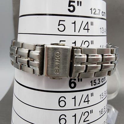 Seiko Solar Watch Women 28mm Mop Silver Tone Date Round V1870ac0 Runs10