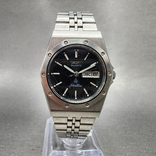 Seiko SilverWave Watch Women 26mm Black Dial Steel Daydate 34230180 New Battery0