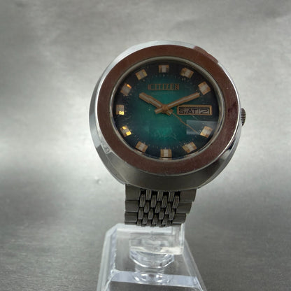 Citizen Automatic Watch Men 38mm Blue Green Dial Steel Daydate 4-651537 Runs5
