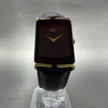 Citizen Elegance Tank Watch Men 23mm Black Dial Gold Tone 5420-S21630 NewBattery5