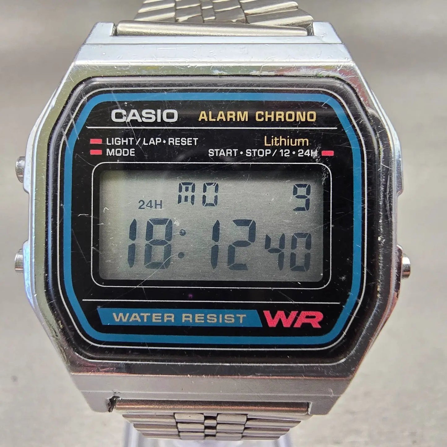 Casio A-158W Digital Watch Men 33mm Black Dial Silver Tone Chrono Alarm New Bat1