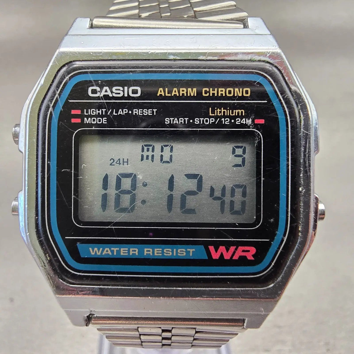 Casio A-158W Digital Watch Men 33mm Black Dial Silver Tone Chrono Alarm New Bat1