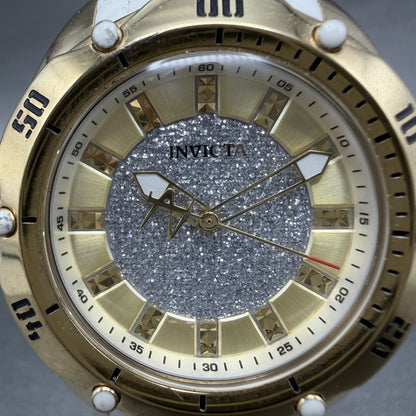 Invicta Venom Watch Women Silver Dial Gold Tone Round Rubber 26147 New Battery1