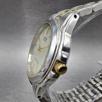 Citizen Eco-Drive Watch Men 36mm White Dial Two Tone Round E030-K16253 Works2