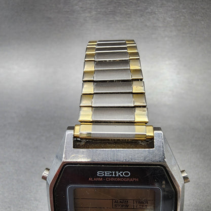 Seiko Digital Watch Men 34mm Black Dial Two Tone A939-5009 New Battery