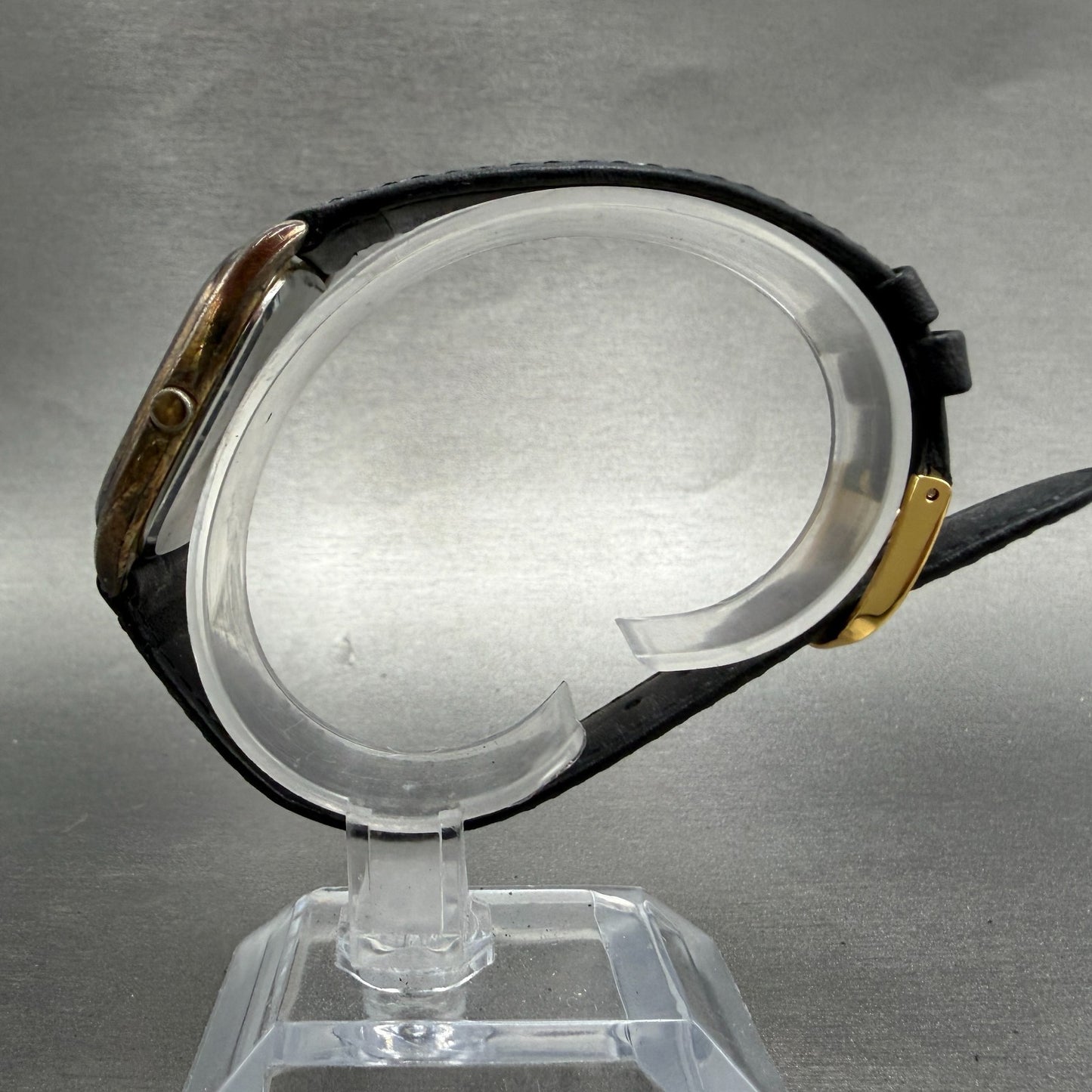 Seiko Analog Digital Watch Men 29mm Black Dial Gold Tone Rectangle H449 New BatW6