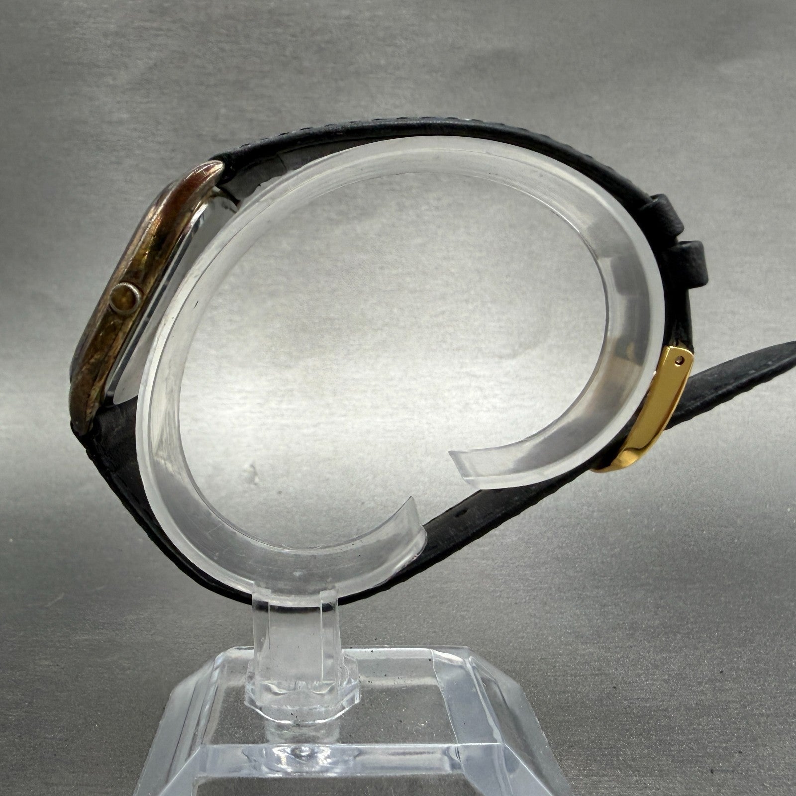 Seiko Analog Digital Watch Men 29mm Black Dial Gold Tone Rectangle H449 New BatW6