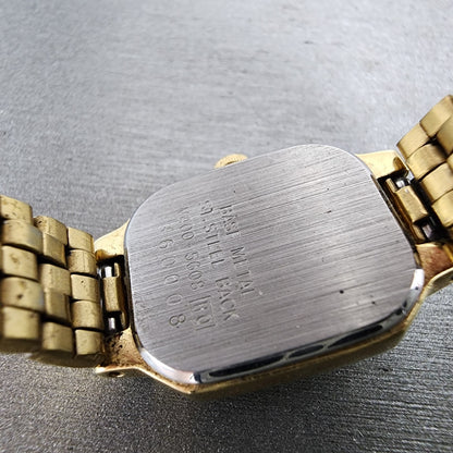 Seiko Tank Watch Women 17mm Cream Dial Gold Tone Rectangle V4005608 New Battery9