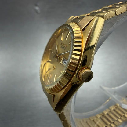 Seiko SQ Watch Women 24mm Champagne Dial Gold Tone Daydate 3e23-0a69 New Battery2