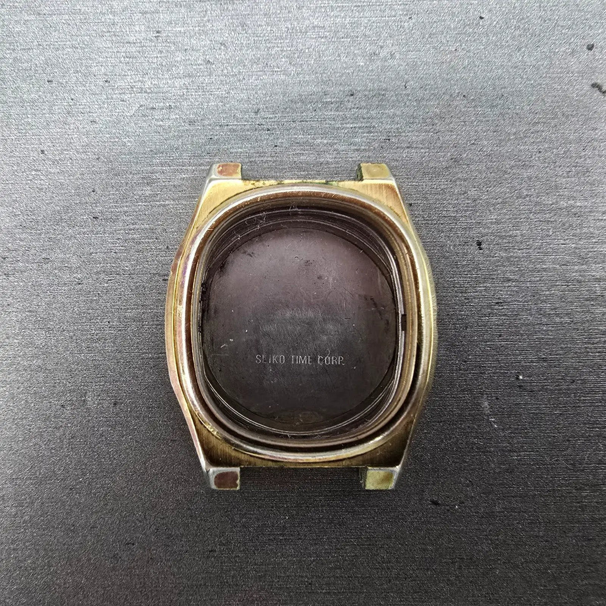 Seiko 5932-5119 Watch Case Gold Tone Oval 31.5mm W/Crystal Vintage0
