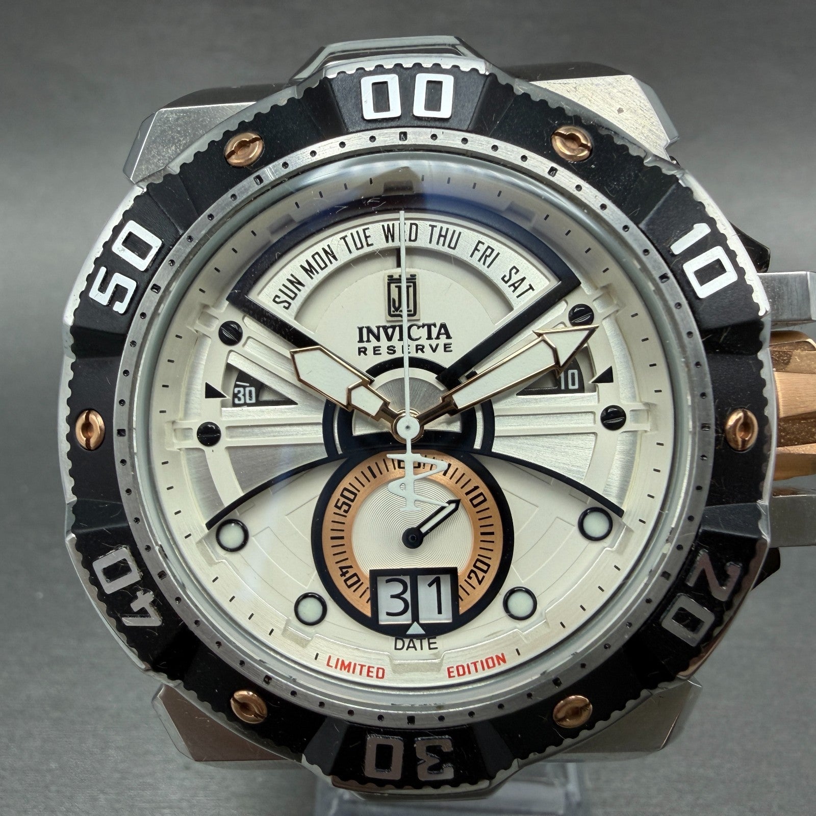 Invicta Jason Taylor Chrono Watch Men 57mm White Dial Steel Daydate New Battery1