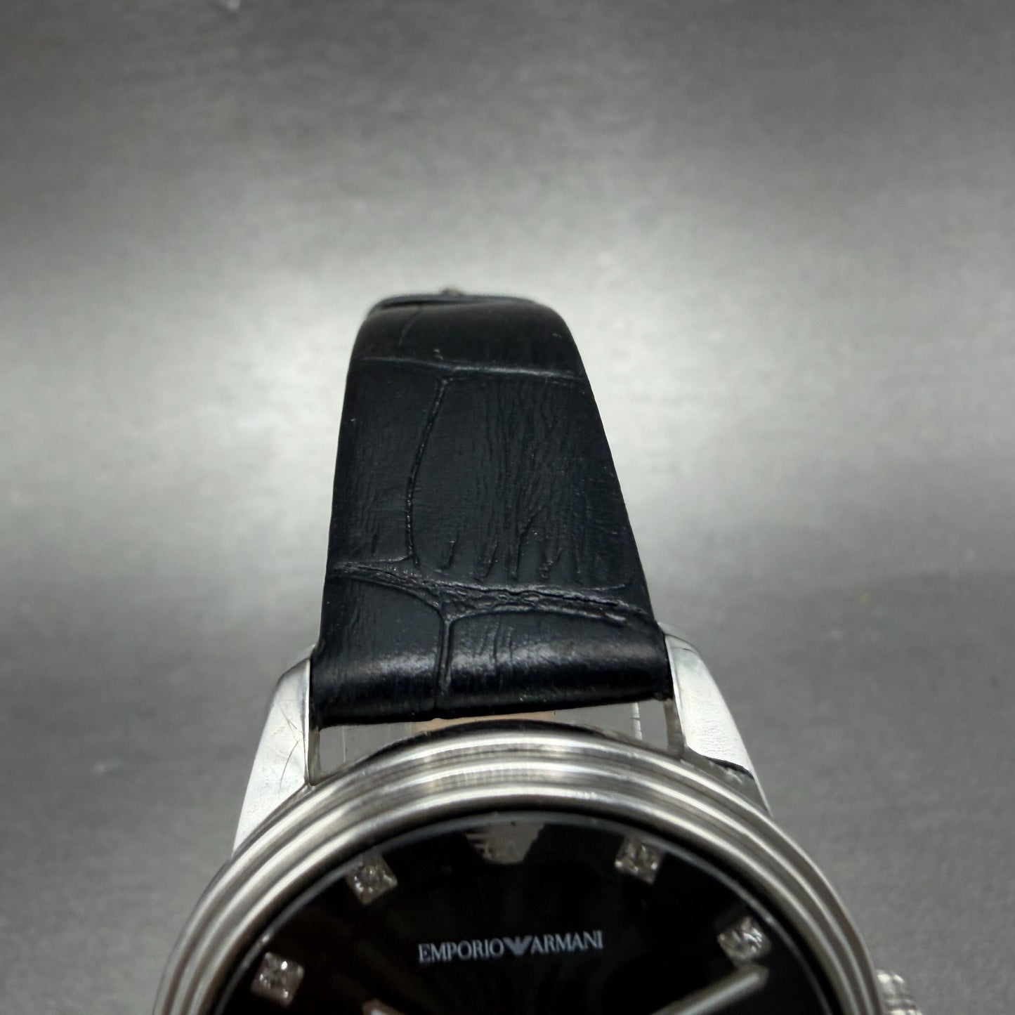 Emporio Armani Dino Watch Women 33mm Black Dial Steel Round AR-1618 New battery4