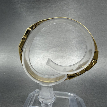 Seiko Tank Watch Women 12mm Black Dial Gold Tone 2E20-6479 New Battery VTG ABC6