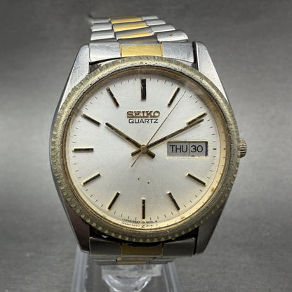 Seiko President SQ Watch Men 37mm Silver Dial Two Tone 6923-8089 READ!!!! NewBat0