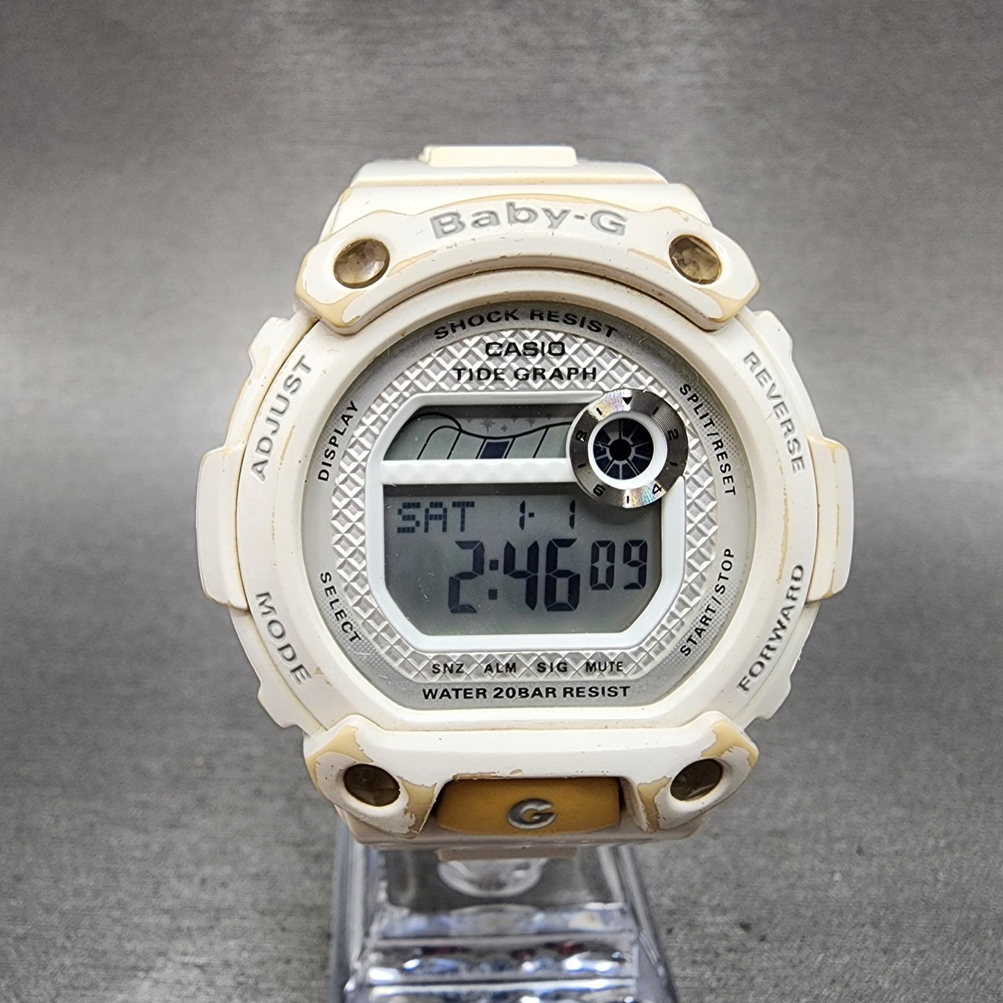 Casio BabyG Watch Women 43mm White Dial White Case Round BLX100 New Battery B!0