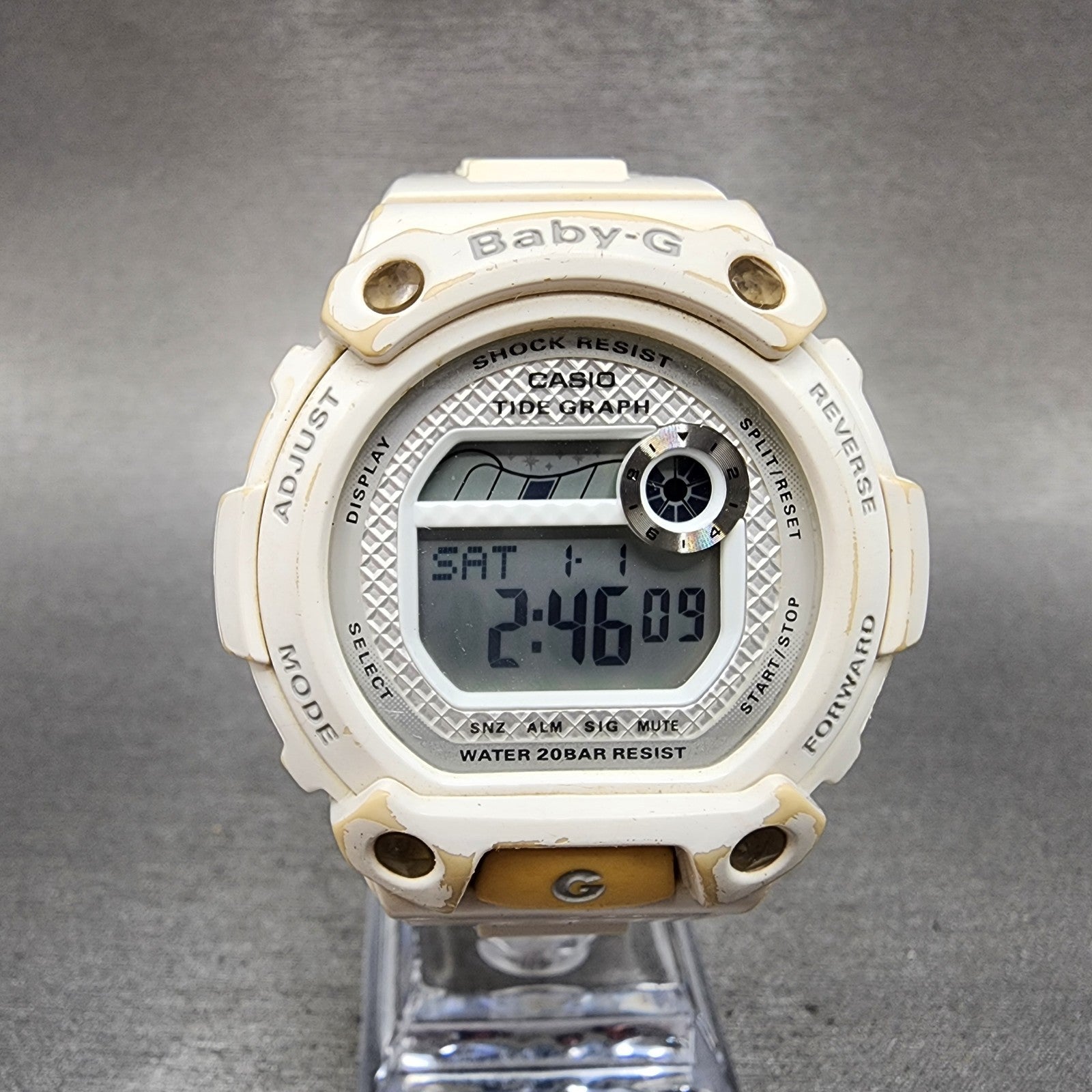 Casio BabyG Watch Women 43mm White Dial White Case Round BLX100 New Battery B!0
