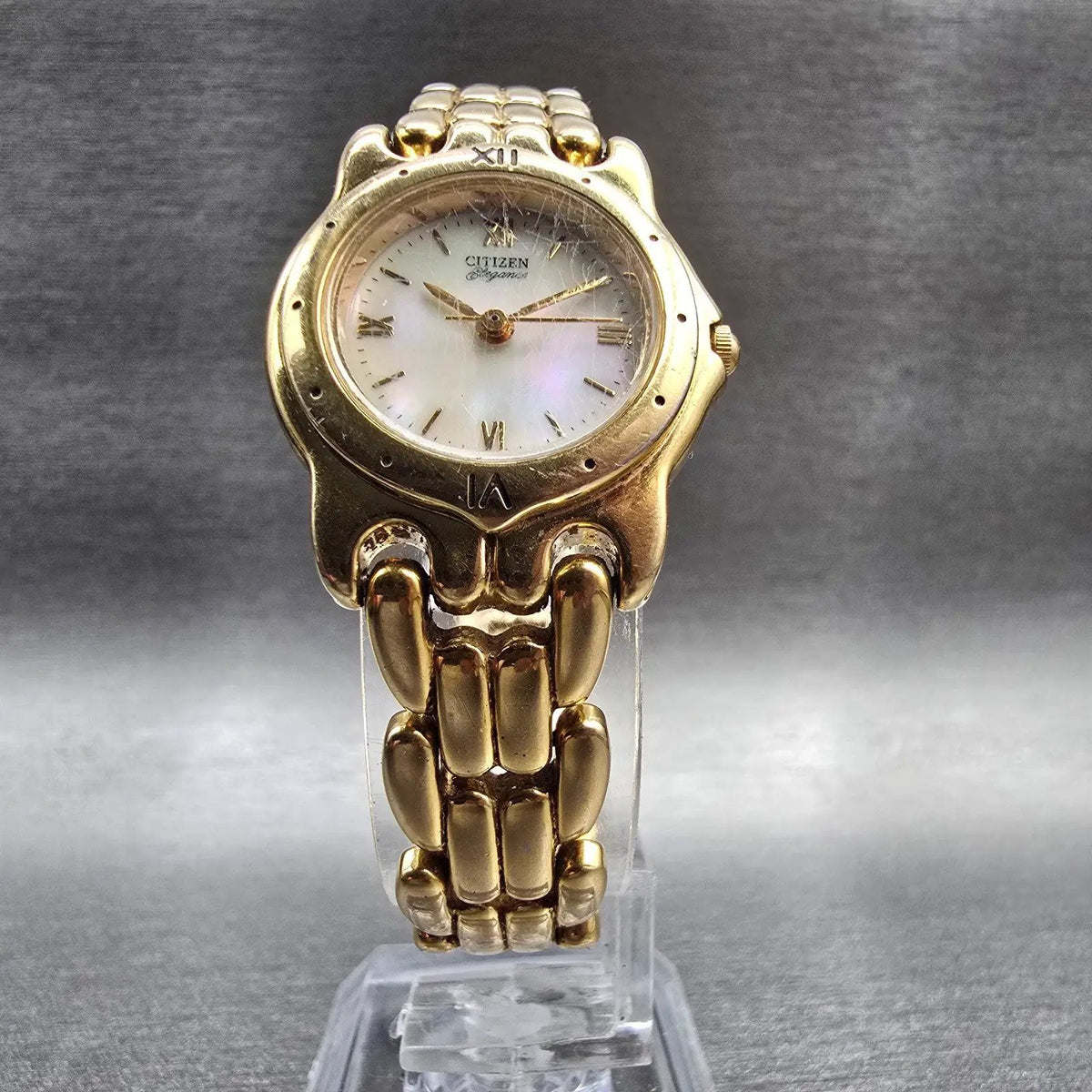 Citizen Elegance Watch Women 21mm MOP Dial Gold Tone Round 5930-F91342 New Batte5