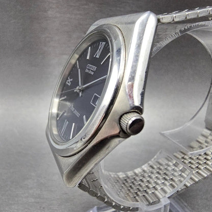 Citizen Eco-Drive Watch Men 38mm Black Dial Silver Tone Date E111-S029511 Runs2