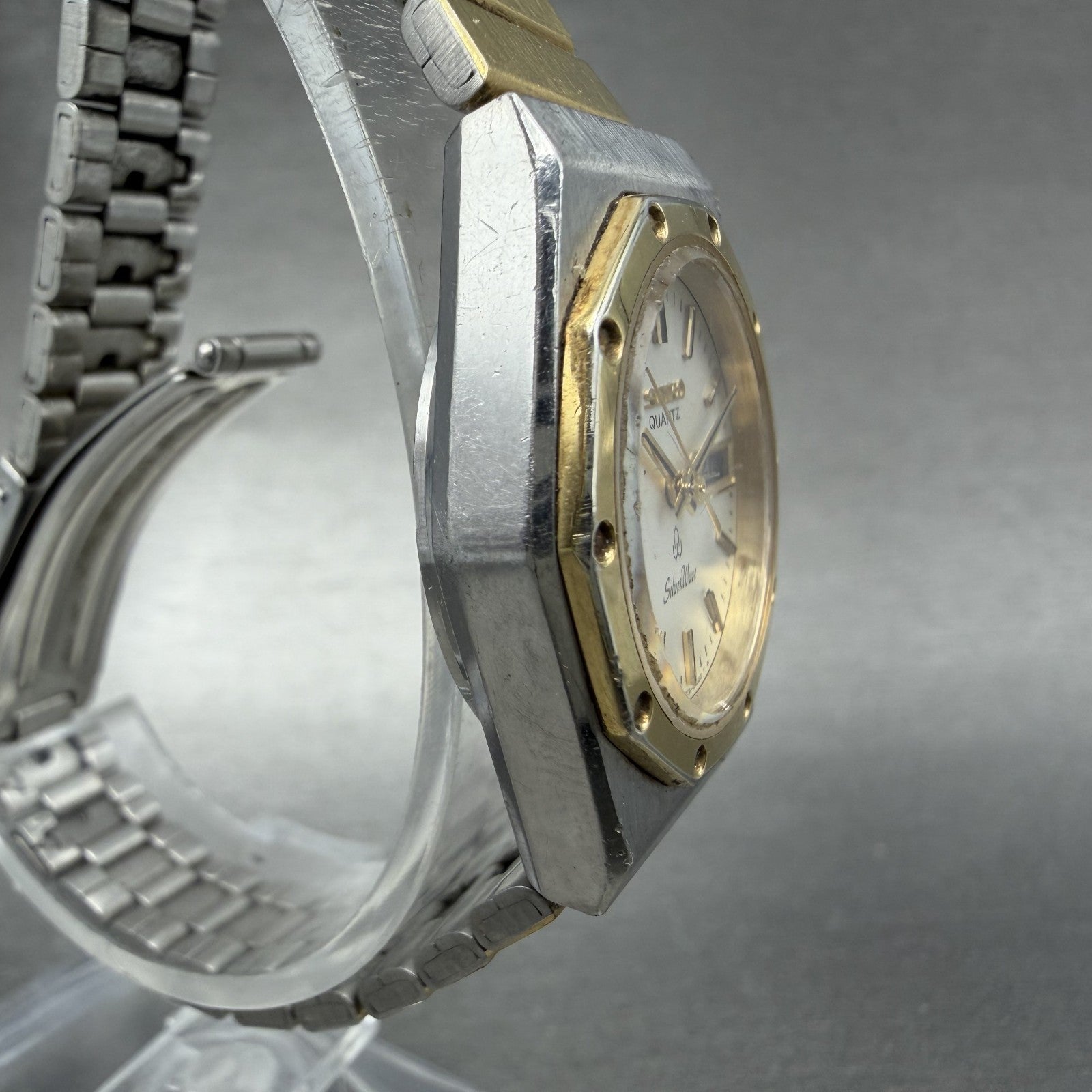 Seiko SilverWave Watch Women 26mm Silver Dial Two Tone Daydate 3423-0190 New Bat3