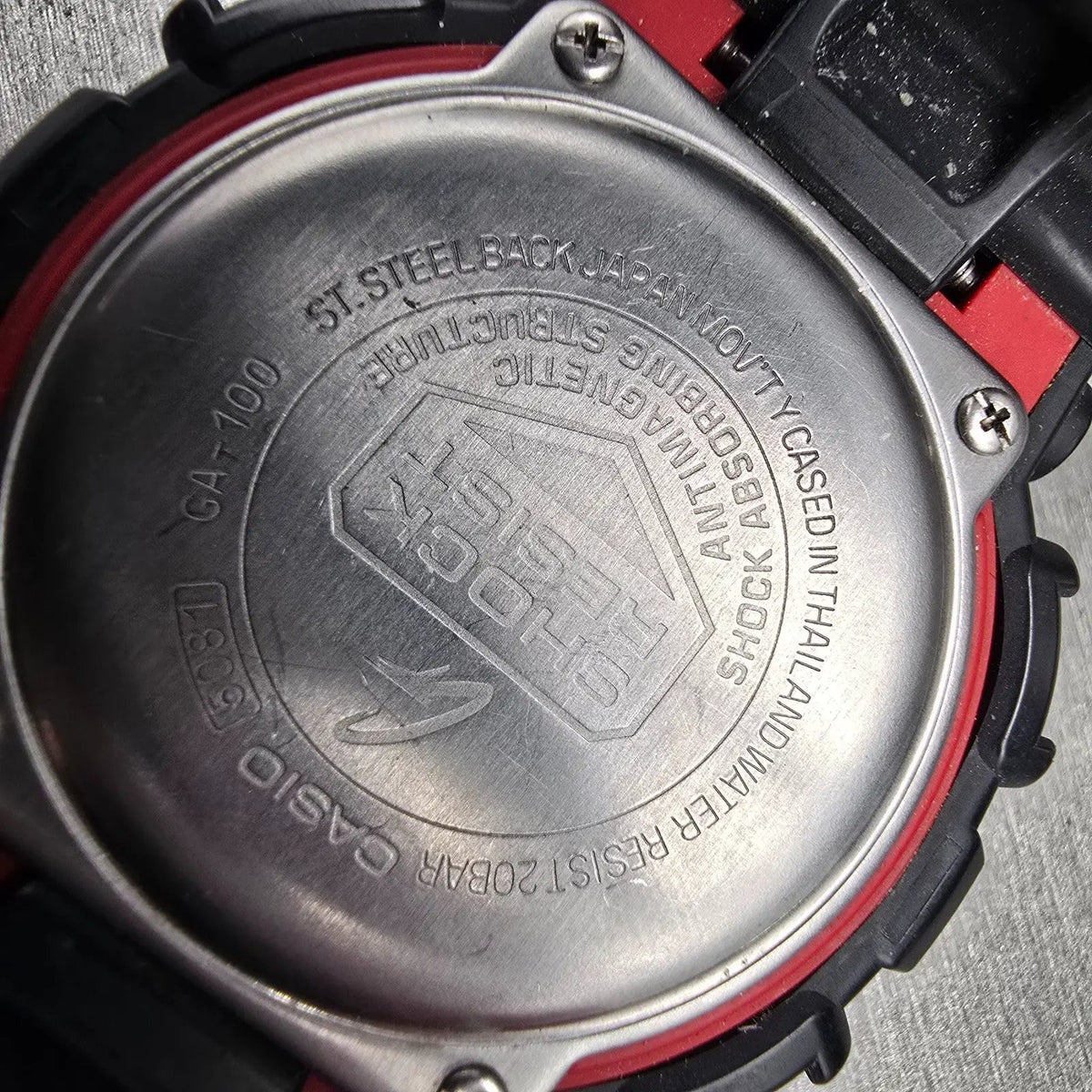 Casio G-Shock GA-100 Watch Men 51mm Black Red Chrono Round Alarm New Battery JP10