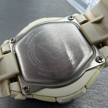 Casio Baby-G Watch Women 39mm White Dial White Case Round BGA-101 New Battery AB9