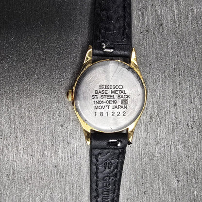 Seiko Watch Women 19mm Gold Dial Gold Tone Round 1N01-0E19 New Battery VTG JP 510
