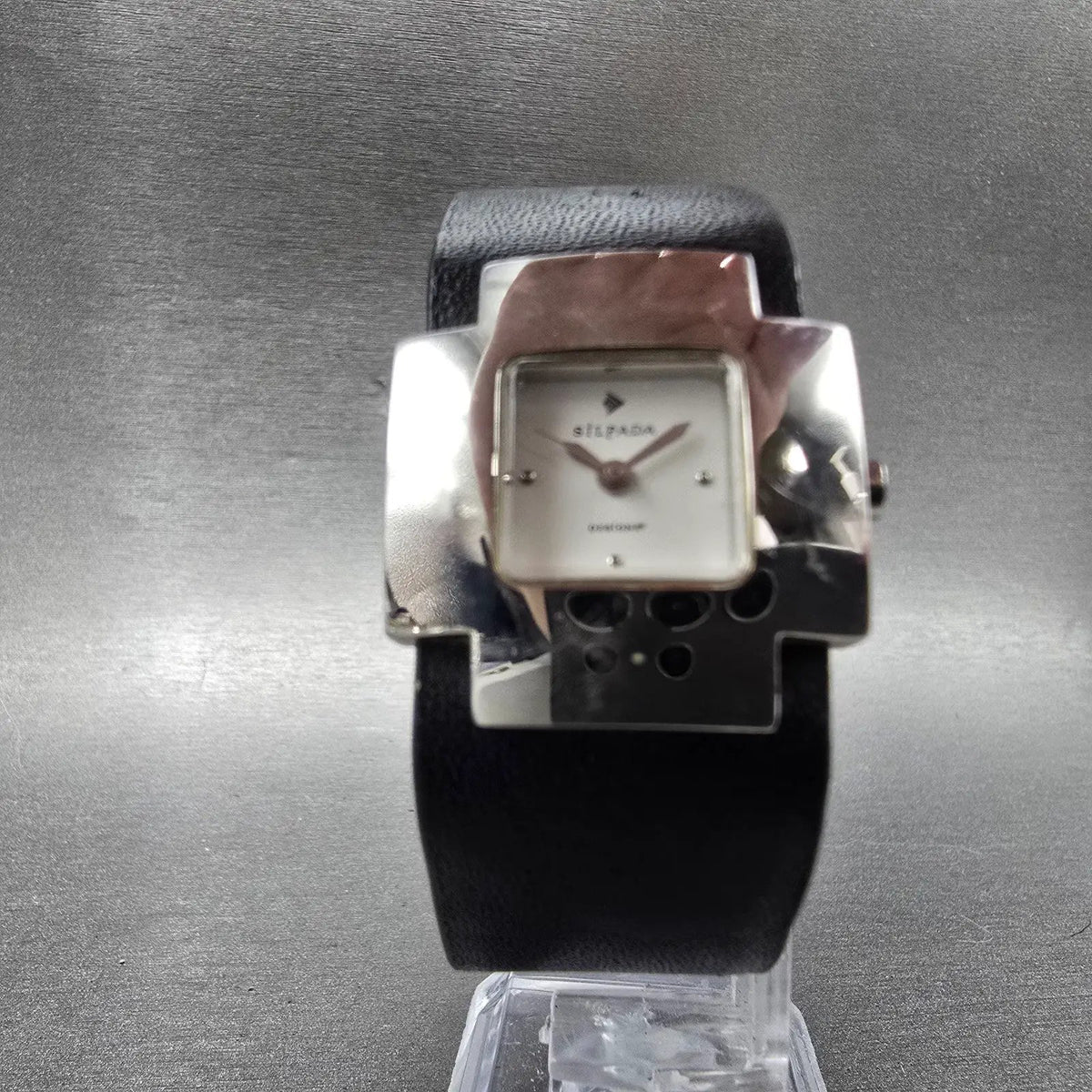 Silpada Tank Watch Women 25mm White Dial Silver Tone Rectangle New Battery5
