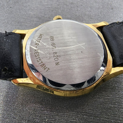 Movado Museum Watch Women 24mm Black Dial Gold Tone Round 88.66.820.N New Batt9