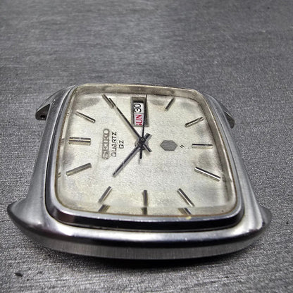 Seiko QZ Watch Men 34mm White Dial Steel Daydate 0923-5000 JDM VTG PARTS4